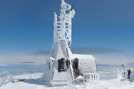 Beobachterhaus auf dem Säntis am Sonntagmorgen. Quelle: www.roundshot.com