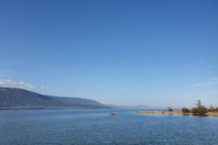Neuenburgersee mit blauem Himmel.