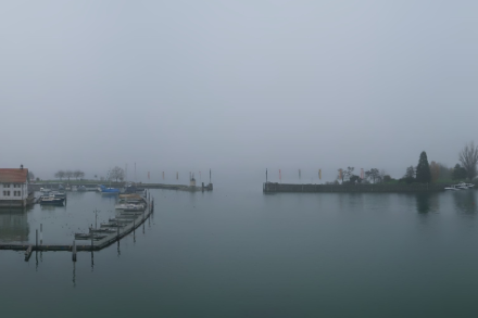 Grauer Wettereindruck heute bei Romanshorn am Bodensee.