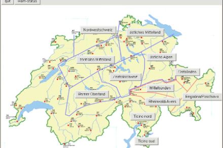 Das alte Strassen-Wetterwarnungstool, welches 2009 von unserem neuen Hauptprognosetool NinJo abgelöst wurde. 