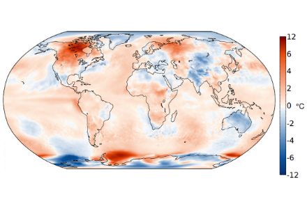 Weltkarte zur Temperatur im Mai.