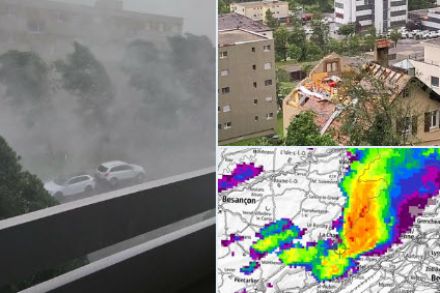 Bildimpressionen und Radarbild. Quelle: Meteomeldungen/App und MeteoSchweiz