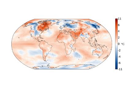 Weltkarte zur Temperatur im Januar 2024