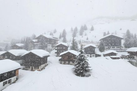 Schneefall bei Riederalp im Winterhalbjahr 2023/2024