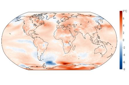 Weltkarte zur Temperaturverteilung im August.