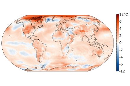 Weltkarte zur Temperaturverteilung im Oktober 2025.