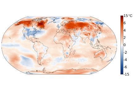 Weltkarte zur Januartemperatur 2025