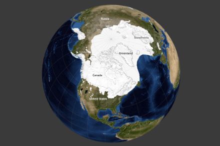 Ausdehnung des  Eises über Nordamerika, der Arktis und Eurasien am Ende der jüngsten Eiszeit vor rund 21'000 Jahren. Quelle: NOAA, https://www.climate.gov/media/11951