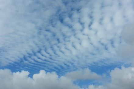 Viele Wolken mit etwas blauem Himmel