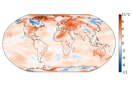 Weltkarte zur globalen Temperatur im März 2025.