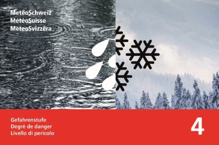 Gefahrenstufe 4 für Regen und Schnee