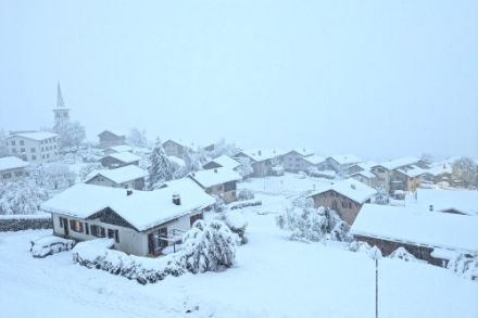 Abbildung 1: Starker Schneefall in Arbaz (VS) am Morgen des 17. Aprils. (Quelle: Meteomeldungen/App.)